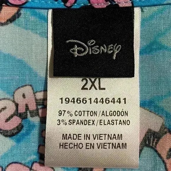 Cherokee x Disney Wonderful Tiggers Scrub Top Women 2XL Blue Winnie the Pooh NWT - Picture 8 of 9